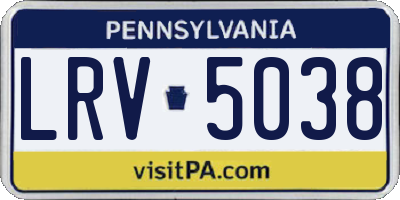 PA license plate LRV5038