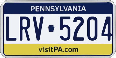PA license plate LRV5204