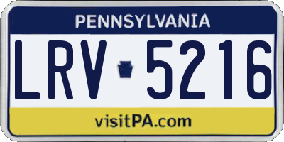PA license plate LRV5216