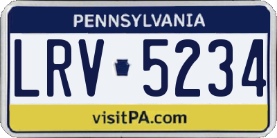 PA license plate LRV5234