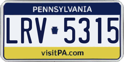 PA license plate LRV5315