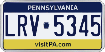 PA license plate LRV5345
