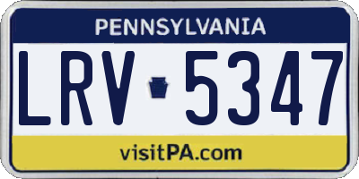 PA license plate LRV5347