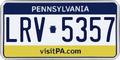 PA license plate LRV5357