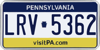 PA license plate LRV5362