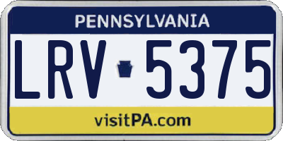 PA license plate LRV5375