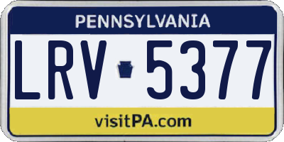 PA license plate LRV5377