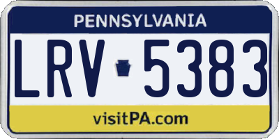 PA license plate LRV5383