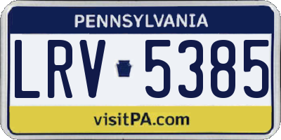 PA license plate LRV5385
