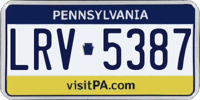 PA license plate LRV5387