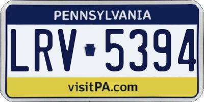 PA license plate LRV5394