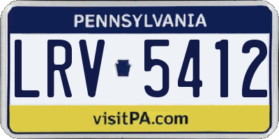 PA license plate LRV5412