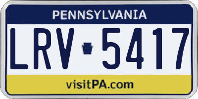 PA license plate LRV5417