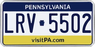 PA license plate LRV5502