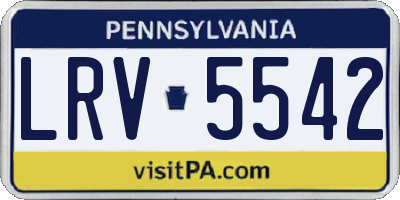 PA license plate LRV5542