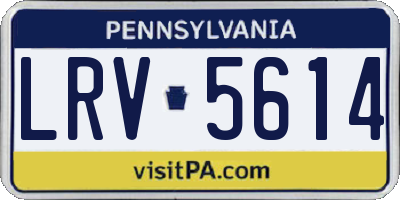 PA license plate LRV5614