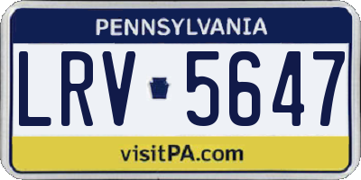 PA license plate LRV5647