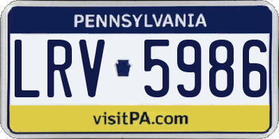 PA license plate LRV5986