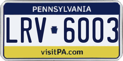 PA license plate LRV6003