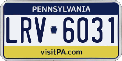 PA license plate LRV6031