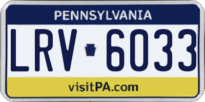 PA license plate LRV6033