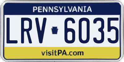 PA license plate LRV6035