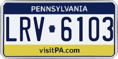 PA license plate LRV6103
