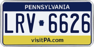 PA license plate LRV6626