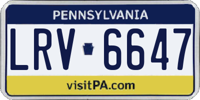 PA license plate LRV6647