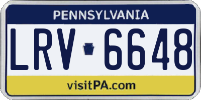 PA license plate LRV6648