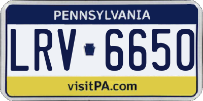 PA license plate LRV6650