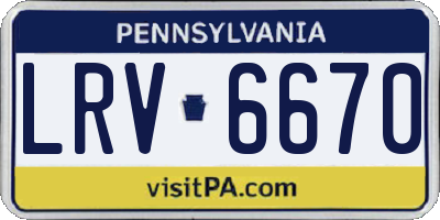PA license plate LRV6670