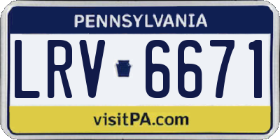 PA license plate LRV6671