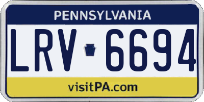PA license plate LRV6694