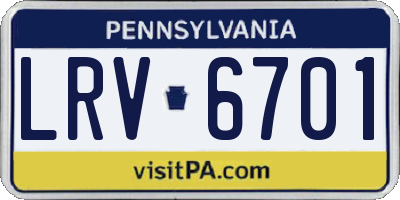 PA license plate LRV6701