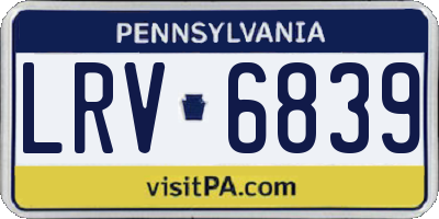 PA license plate LRV6839