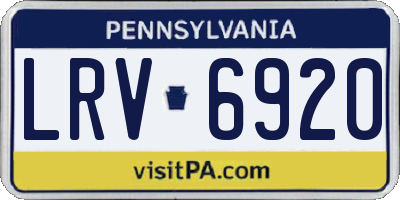 PA license plate LRV6920