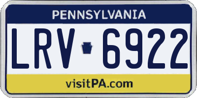 PA license plate LRV6922