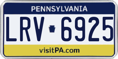 PA license plate LRV6925