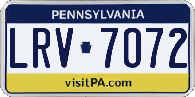 PA license plate LRV7072