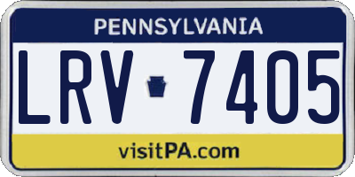 PA license plate LRV7405