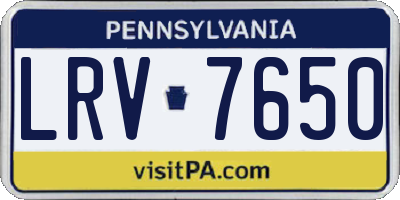 PA license plate LRV7650