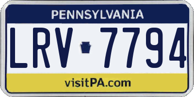 PA license plate LRV7794
