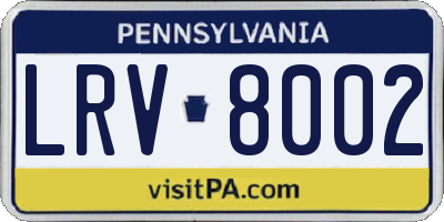 PA license plate LRV8002