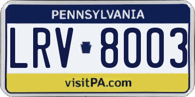 PA license plate LRV8003