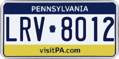 PA license plate LRV8012