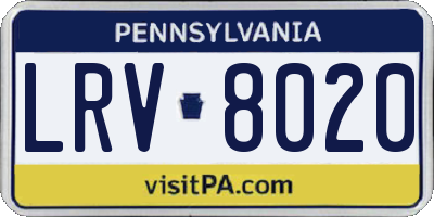 PA license plate LRV8020
