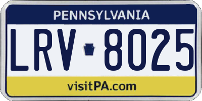 PA license plate LRV8025