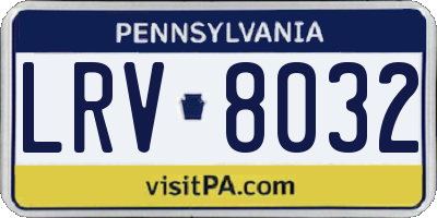 PA license plate LRV8032