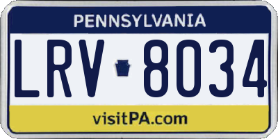 PA license plate LRV8034
